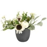 Composition florale artificielle automne citrouille vert et blanc H20cm