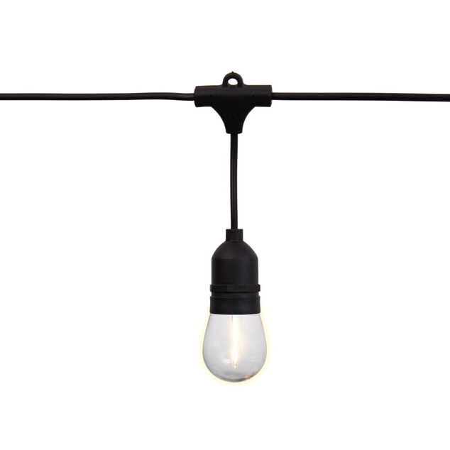 Guirlande solaire guinguette forme ampoule 15LED blanc chaud 12,6 m