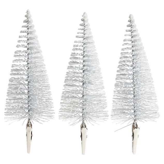 Sapin à clipser argenté ou bleu Ø5xH14cm x3