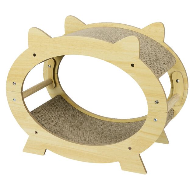 Griffoir pour chat avec couchage bois naturel 47x23xH36,5cm