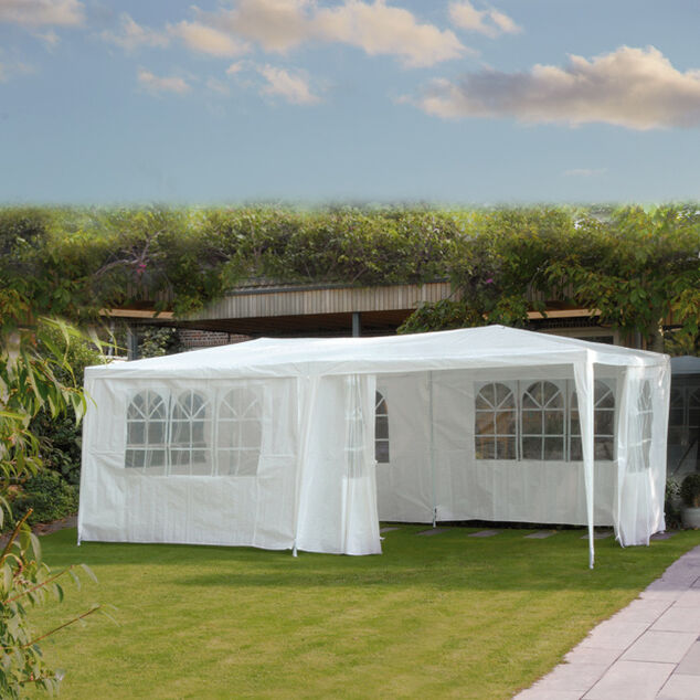 Tonnelle de r&eacute;ception &agrave; fen&ecirc;tres Palerme UPF50+ 590x290xH255cm 17m&sup2;