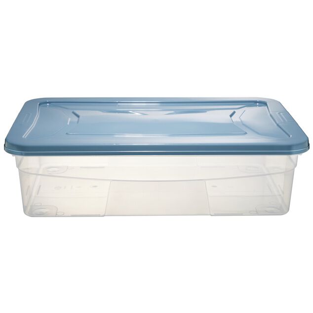 Box dessous de lit transparent et bleu 30L