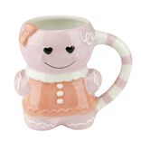Mug dolomite forme pain d'&eacute;pice No&euml;l L14X9XH13 cm rose