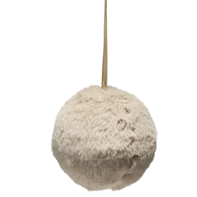 Boule de Noel effet fourrure &agrave; suspendre &Oslash;8cm (3 mod&egrave;les)