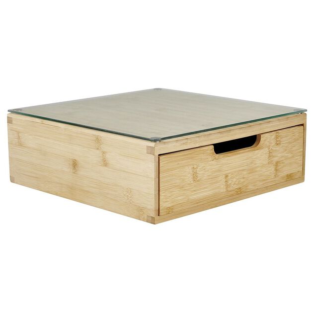 Bo&icirc;te tiroir &agrave; dosettes en bambou et verre