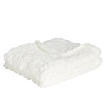 Plaid &agrave; poils longs blanc 130x160cm