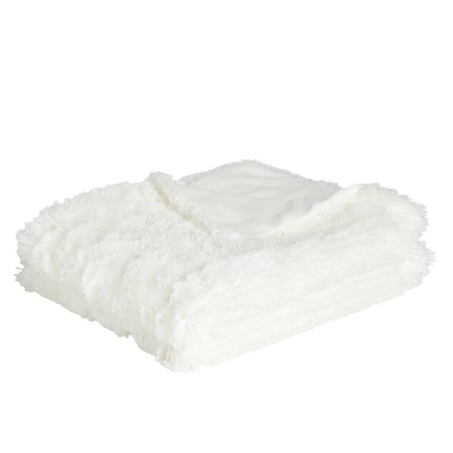 Plaid &agrave; poils longs blanc 130x160cm