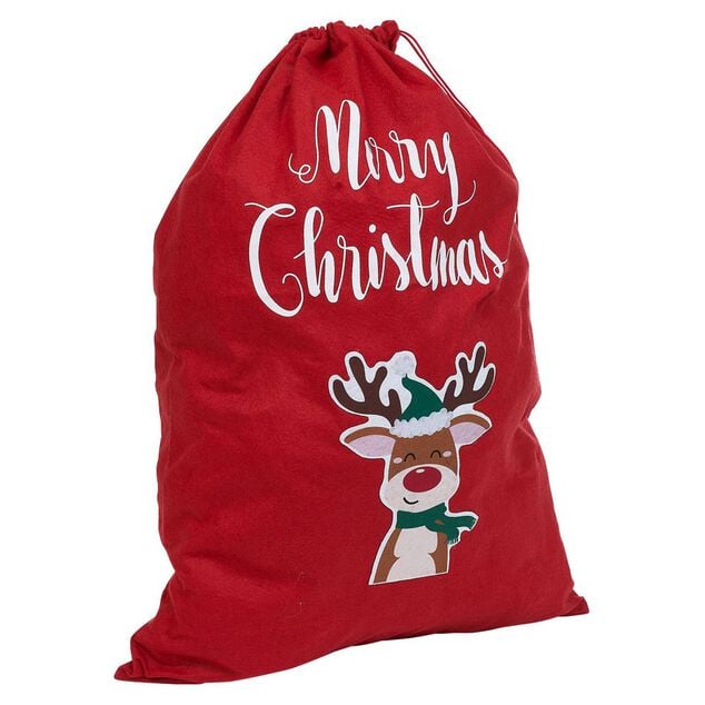 Sac cadeau hotte en feutrine rouge motif No&euml;l