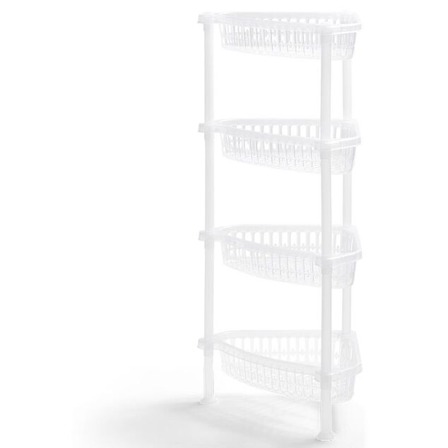 Desserte d'angle 4 niveaux plastique transparent 38x33xH82cm
