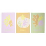 Lot de 3 affiches papier violet orange et vert 10x15cm