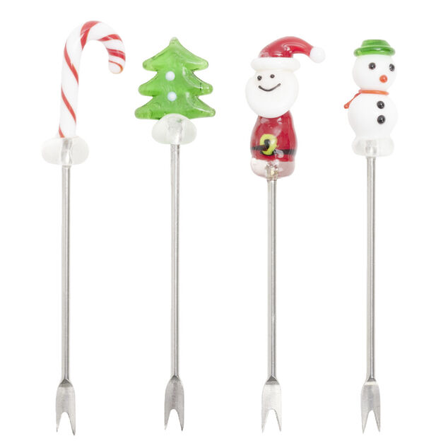 Lot de 4 piques à apéritif décor Noël H8cm
