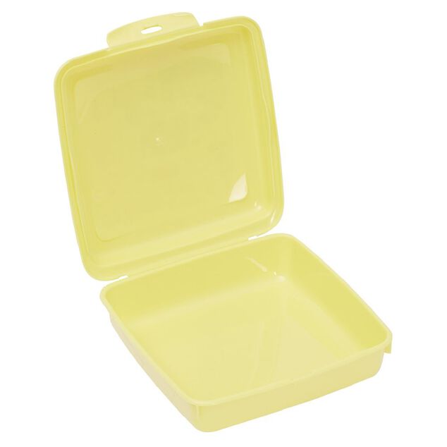 Bo&icirc;te &agrave; go&ucirc;ter carr&eacute;e plastique jaune 15x14,5xH5cm