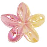 Pince cheveux fleur de tiar&eacute; rose et jaune L10cm