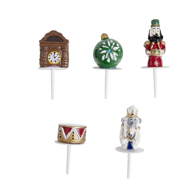 D&eacute;corations pour b&ucirc;che de No&euml;l &agrave; piquer th&egrave;me Casse-Noisette 5 pi&egrave;ces