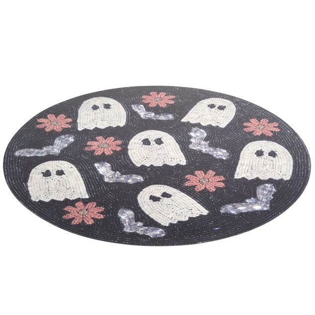 Set de table Halloween rond motif fant&ocirc;mes noir &Oslash;38cm
