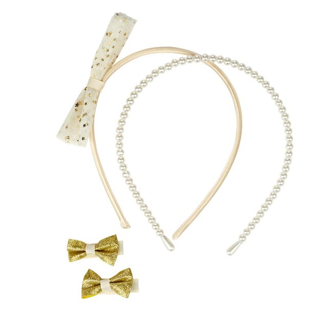 Accessoire cheveux fille x4 serres tête et barrettes noeuds (2 modèles)