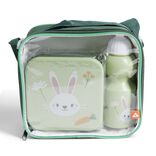 Lunchbox enfant 720ml avec gourde 350ml et sac de transport lapin vert