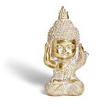 Bouddha de la sagesse Je n'entends rien résine doré H19cm