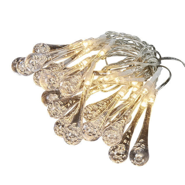 Guirlande int&eacute;rieur forme goutte 20 LED blanc chaud
