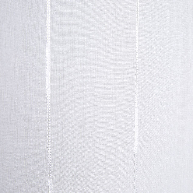 Vitrage droit &agrave; passants effet lin rayure blanc x2