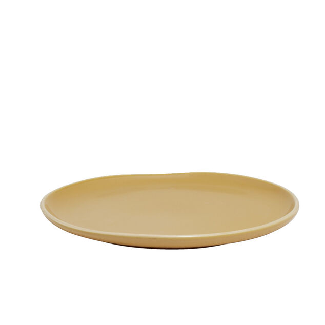 Assiette plate en faïence jaune Ø27xH1,7cm