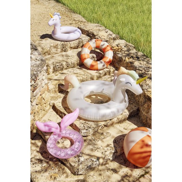 Bou&eacute;e ronde en plastique ouverte design queue de sir&egrave;ne rose 48x55cm