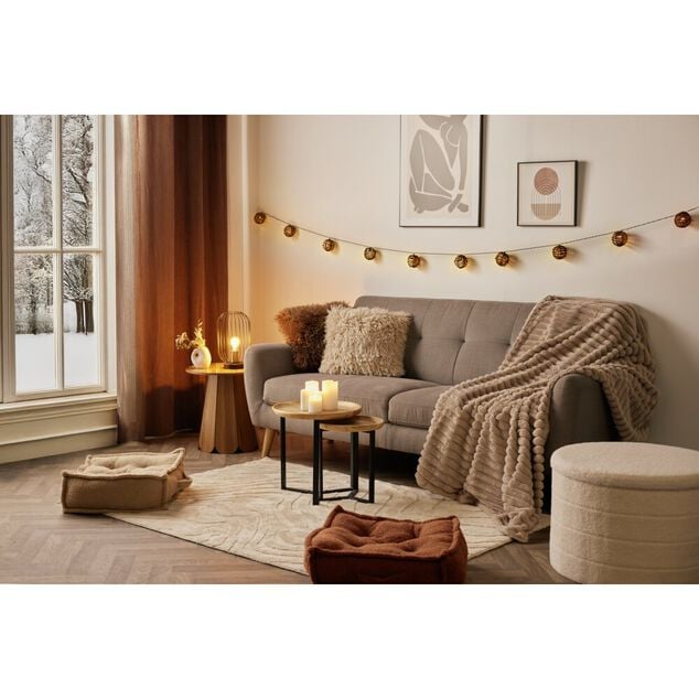 Coussin carré fausse fourrure longue 40x40cm (2 modèles beige ou taupe)