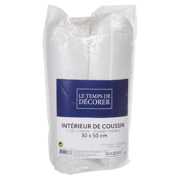 Coussin de rembourrage rectangulaire polyester blanc 50x30 cm