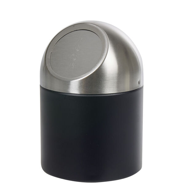 Mini poubelle de salle de bain m&eacute;tal noir gris