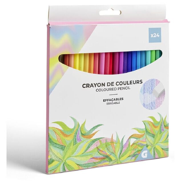 Lot de 24 crayons de couleur effa&ccedil;ables