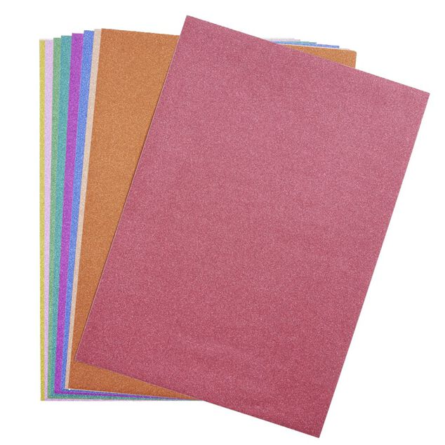 Papier adh&eacute;sif color&eacute;s et paillet&eacute;s 18x15cm 10 feuilles