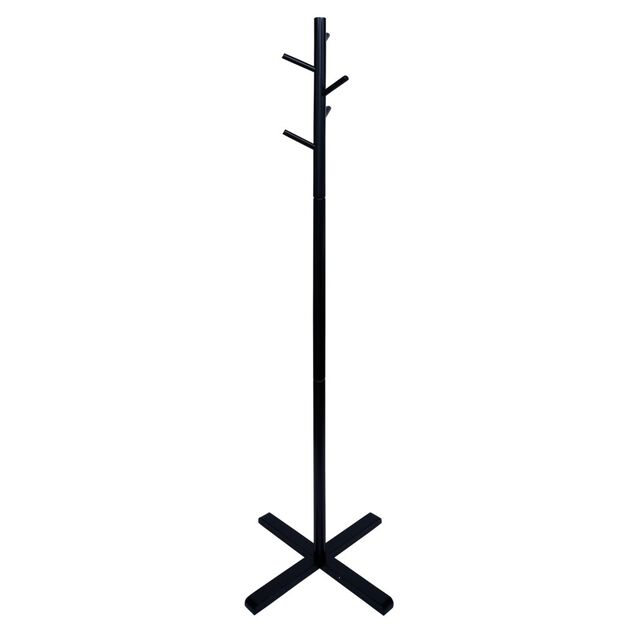 Porte manteau bois noir 5 crochets 50xH170cm