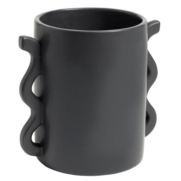 Pot en c&eacute;ramique noir avec multi anses 21x20xH15,5cm