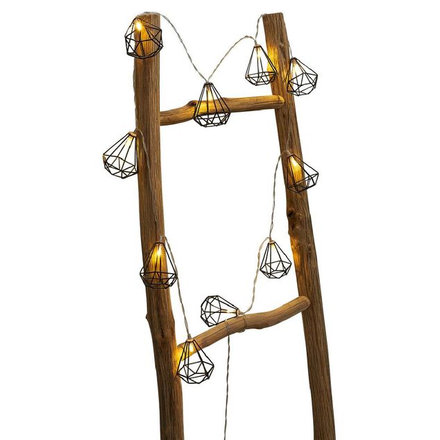 Guirlande lumineuse 10 diamants m&eacute;tal noir 165cm