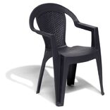 Fauteuil de jardin monobloc Viva plastique dossier tress&eacute; gris 53xP56xH80cm