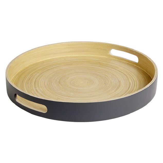 Plateau bambou contour color&eacute; 35x35xH5cm