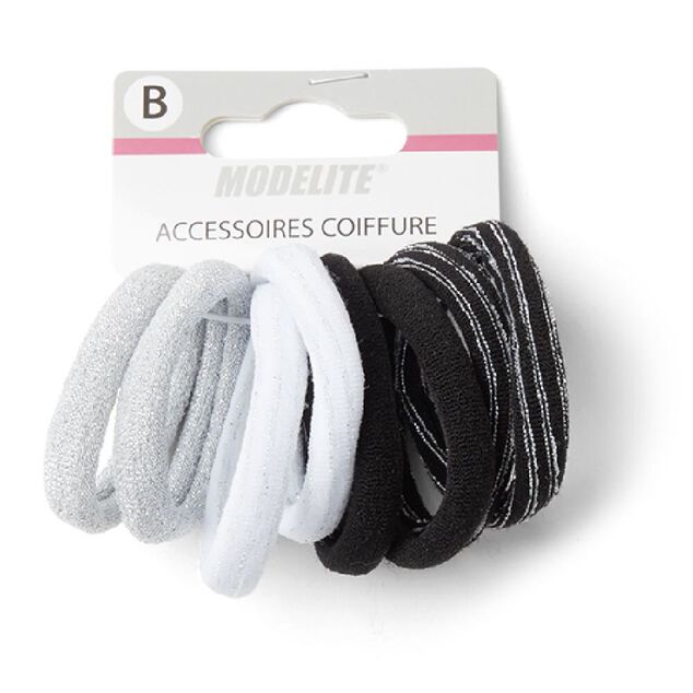Lot de 8 &eacute;lastiques &agrave; cheveux mousse polyester 4 coloris