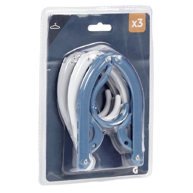 Cintre pliable bleu blanc et gris x3