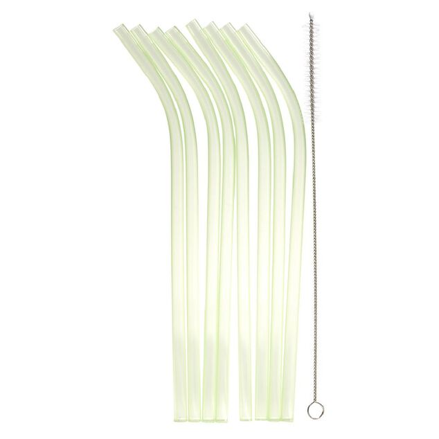 Paille r&eacute;utilisable en plastique multicolore x8