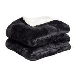 Plaid pilou pilou réversible noir et blanc 127x152cm