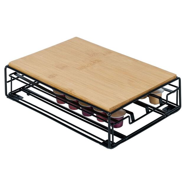 Support machine &agrave; caf&eacute; avec tiroir &agrave; capsules 21x31xH7,5cm