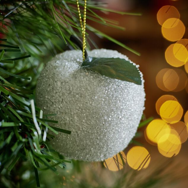 D&eacute;coration de No&euml;l &agrave; suspendre pomme givr&eacute;e &Oslash;6cm (3 mod&egrave;les)