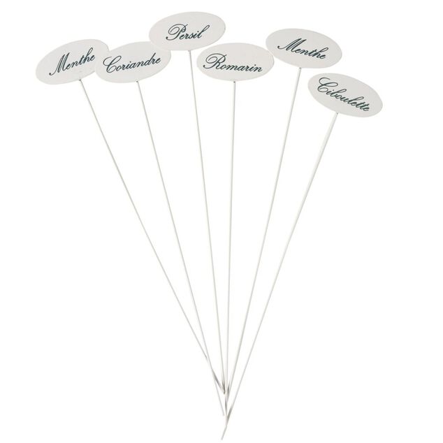 &Eacute;tiquette &agrave; planter herbes aromatiques en m&eacute;tal avec inscription x6