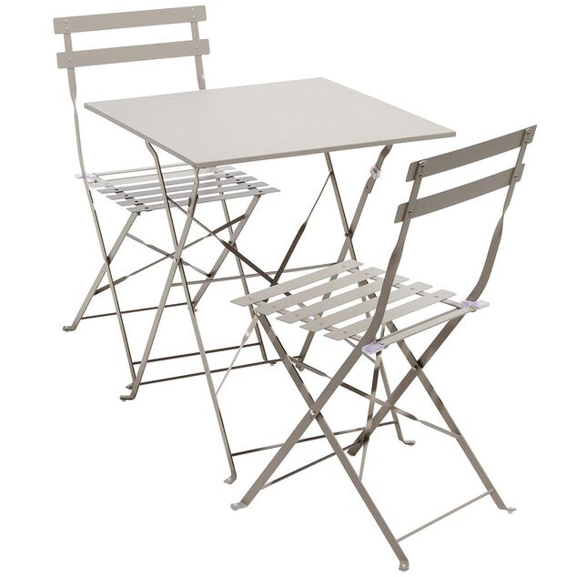 Table de jardin Boston pliante 2 personnes m&eacute;tal gris 60x60xH70cm