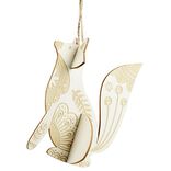 Renard 3D à suspendre en bois naturel décoré H12cm