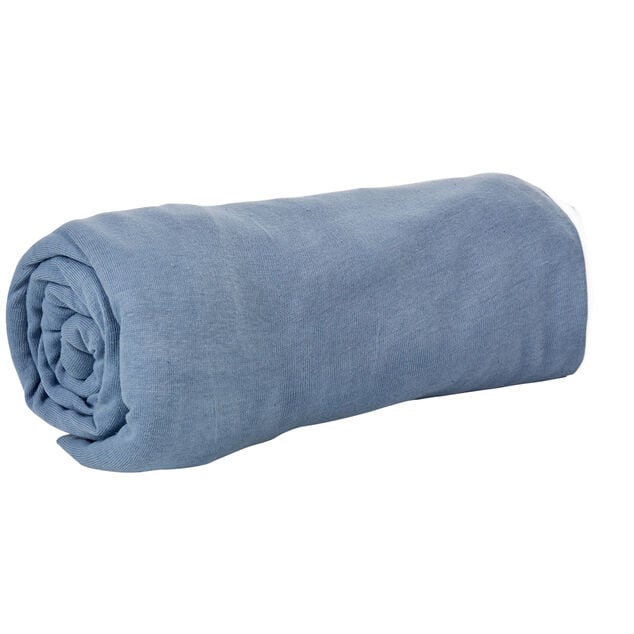Drap housse grande taille jersey uni bleu gris 2 personnes