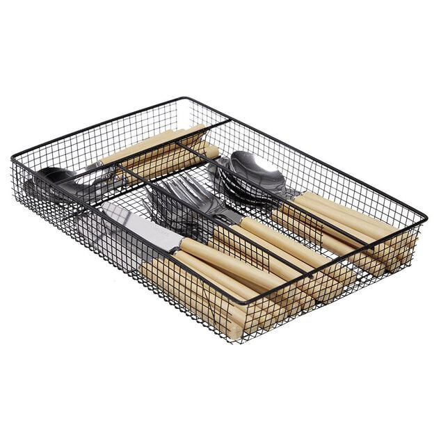 M&eacute;nag&egrave;re 24 couverts inox manche plastique beige