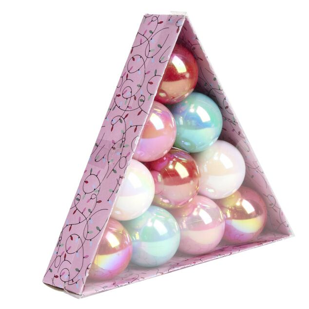 Boule de No&euml;l x10 disco pastel iris&eacute;es &Oslash;6cm