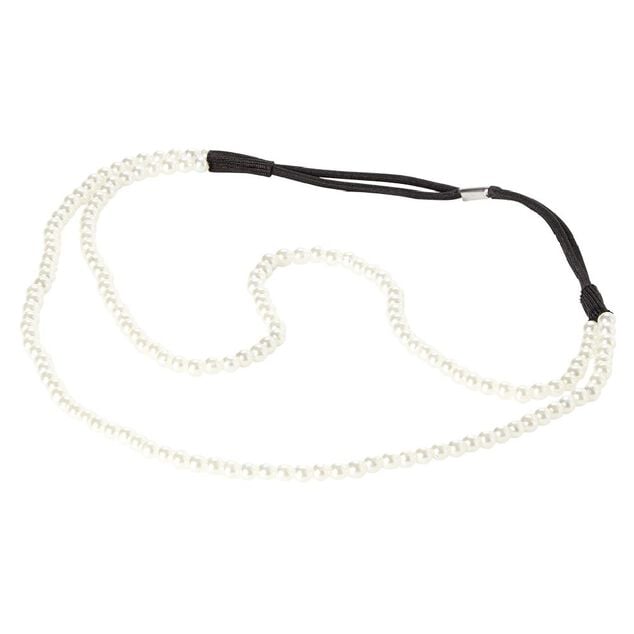 Bandeau &eacute;lastique perles imitation blanc