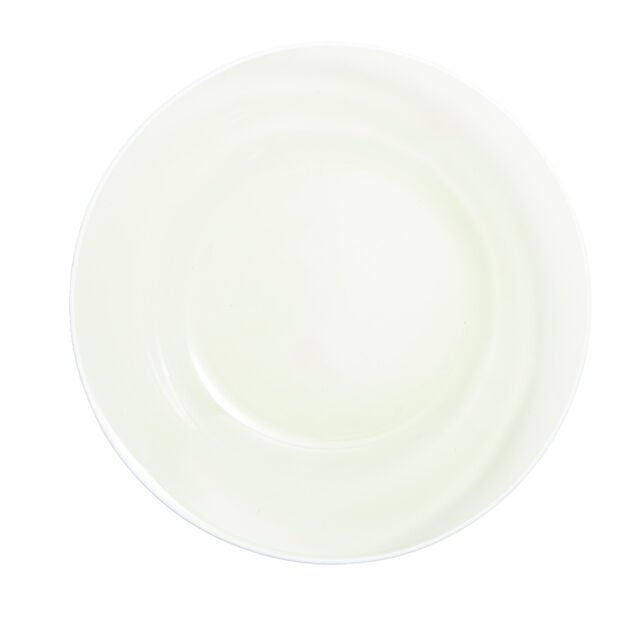 Assiette creuse verre vert transparent liser&eacute; blanc &Oslash;23cm
